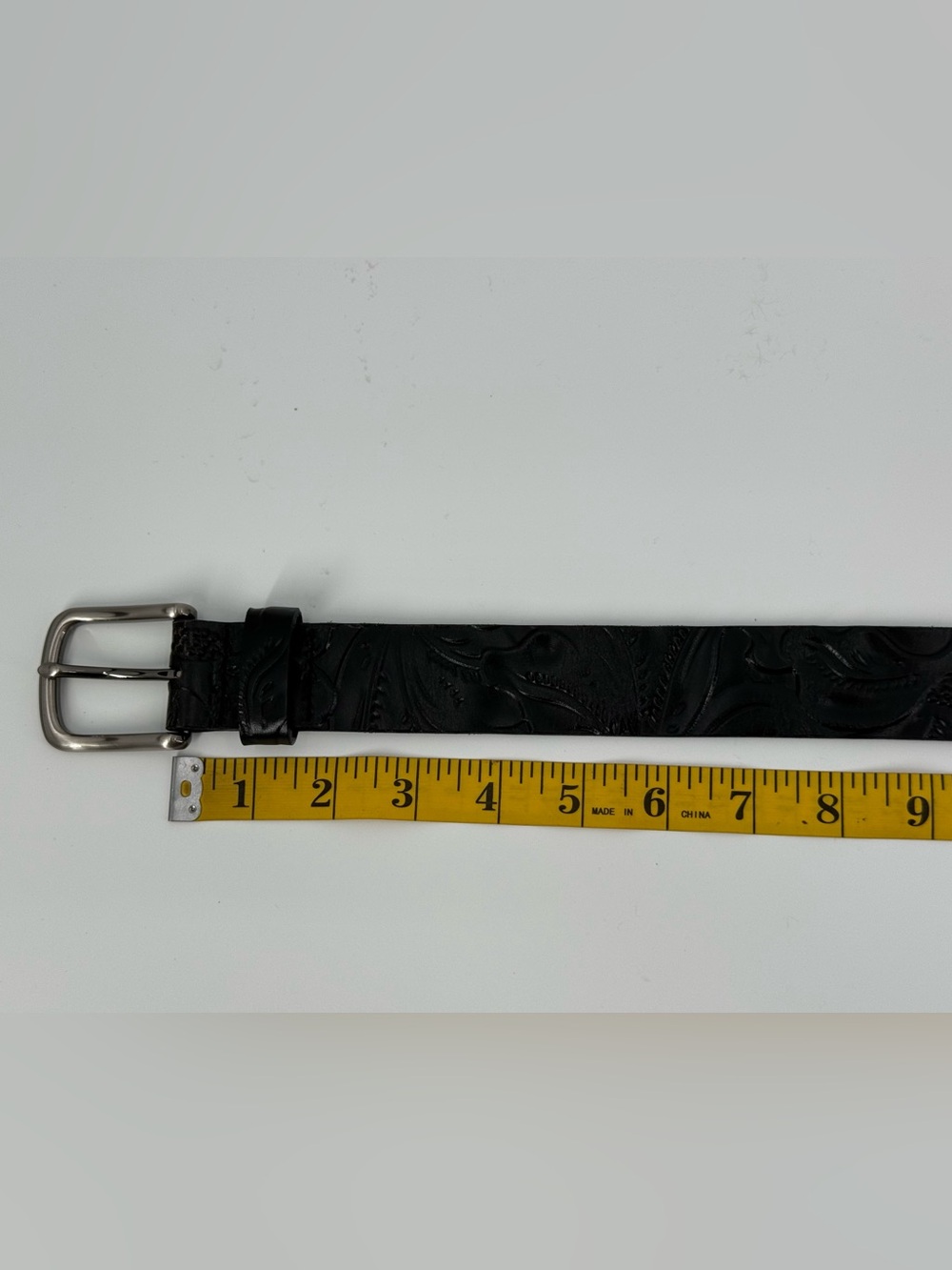 Patricia Nash Black Tooled Leather Belt S/M - Picture 7 of 9